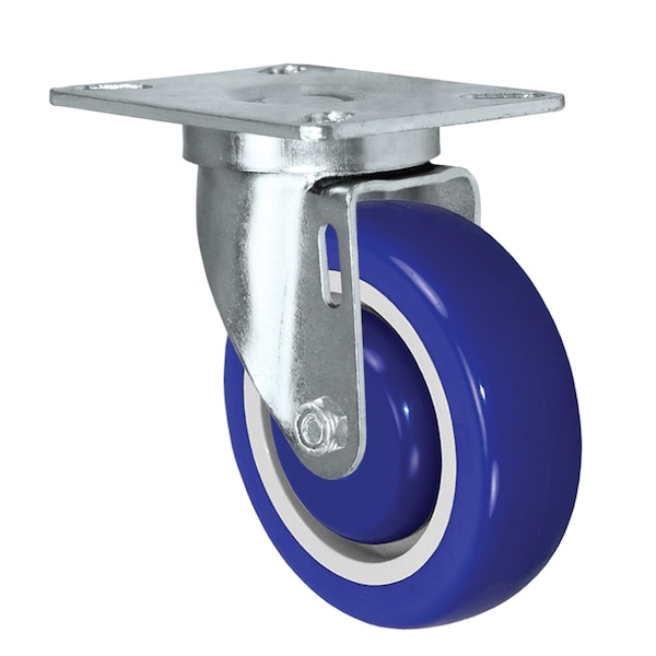Casterhq 5"x1-1/4" Swivel Caster, Blue Polyurethane on Polyolefin Core Wheel 24CS514PPU34Z-02 - main